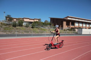 Molly Seidel Riding an ElliptiGO