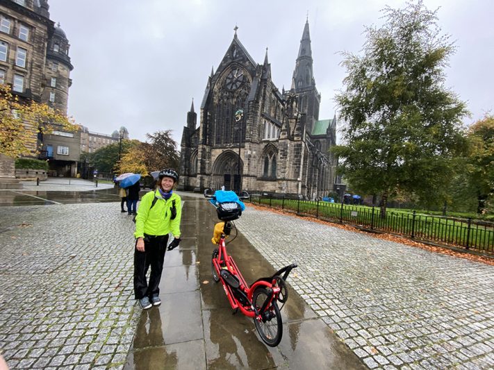 Long-Stride Bike and Rider beside