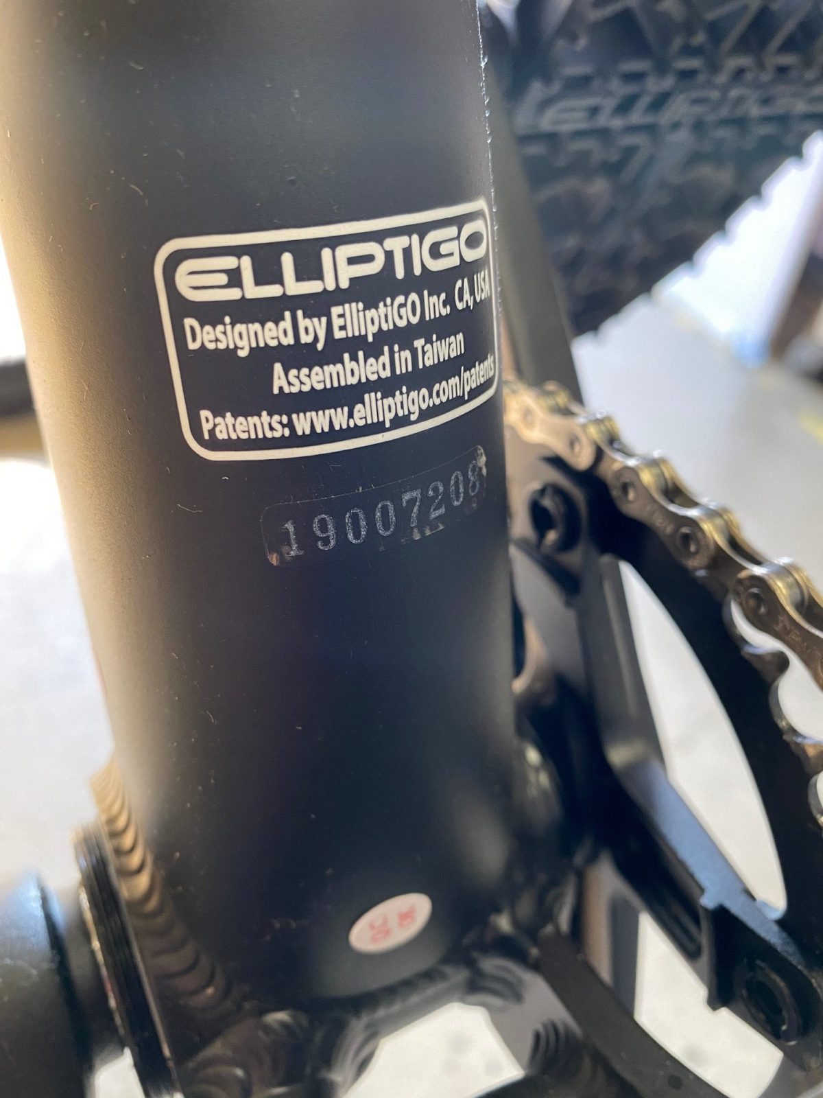 ElliptiGO serial number on bike