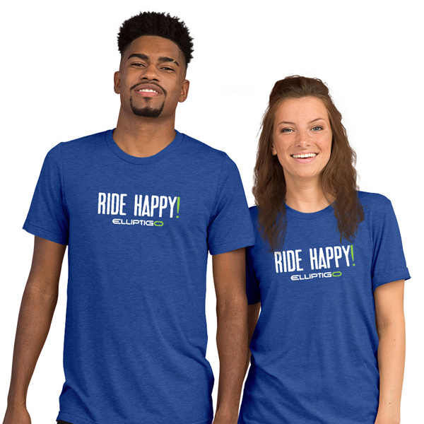 Ride Happy! Unisex tshirt in royal blue